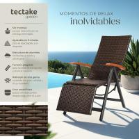 Respaldo Ajustable y Reposapiés, Silla Conjunto Jardín Exterior, Muebles Jardín Exterior Resistentes a Intemperie, Reposabrazos en Madera - marrón - details 3