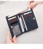 Cartera pequeña y plegable con cremallera doble, billetera corta con correa para la muñeca, billetera portátil de cuero PU para mujer - details 0