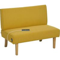 Sofá de 2 Plazas con 2 Puertos USB Tapizado en Panal Sofá de Salón sin Reposabrazos con 1 Puerto Tipo-C y Patas de Madera de Caucho Carga 240 kg 110x60x85 cm Amarillo - details 0