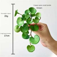Mechones artificiales suaves, hojas de árboles tropicales de plantas verdes, hojas de hierba de la suerte para bonsái doméstico, nuevo - details 14