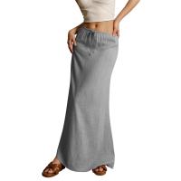 Vacaciones Verano Maxi Cordón Cintura baja A e Faldas casuales Falda larga ajustada Playa Ropa de mujer - details 4