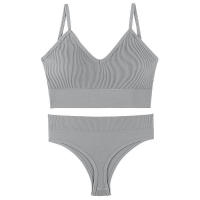 Sujetador deportivo de color sólido para mujer, ropa interior de gimnasio, yoga, entrenamiento atlético, suave, acolchado, 2 piezas - details 17