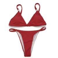 Conjunto de Traje de Baño Sexy para Mujer Nuevo Conjunto de Bikini de Color Sólido con Cuello Halter y Tanga Ideal para Playa 2025 - details 0