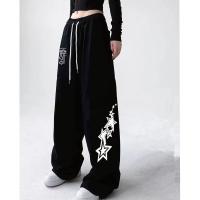 Pantalones de chándal con diseño de estampado de estrellas y letras para mujer, pantalones de pierna ancha de estilo callejero americano, pantalones largos a la moda para primavera y verano 2024 - details 6