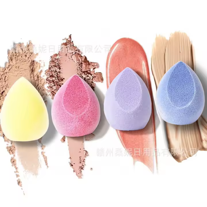 Las gotas de agua no comen puff terciopelo azul huevo ultra fino flocado belleza licuadora esponja super suave - 1