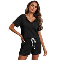 Primavera Y Verano En Europa Y Estados Unidos Ropa De Casa De Mujer, Conjunto De Pijama, Jacquard De Punto Pantalones Cortos De Manga Corta Traje De Dos Piezas - details 1
