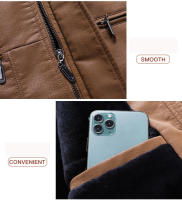 Traje de vuelo con cuello abatible para hombre, ropa de cuero, chaquetas de lana de locomotora, abrigos cálidos, Tops de ocio engrosados de invierno, nuevo - details 12