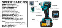 Kit de Destornillador Eléctrico Sin Escobillas 688N.m de 8 Velocidades 1/4 Pulgada para Batería Makita 18V Kit de Destornillador de Impacto Inalámbrico - details 1