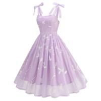 Vestido de Cintura Ajustado con Malla Bordada Retro 2024 Estilo Spaghetti Strap Vintage para Mujeres Ideal para Fiestas de Noche, Celebraciones y Cumpleaños - details 27