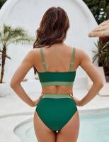 Traje de baño de dos piezas con bloques de color para mujer Bikini sexy con control de barriga y cintura - details 35