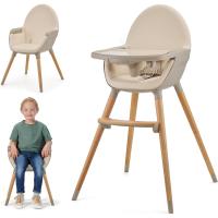 bebé 2 en 1, Silla Infantil, Trona portatil, Patas de Madera, Bandeja Ajustable, Fácil de limpiar, para niños, Beige - details 9