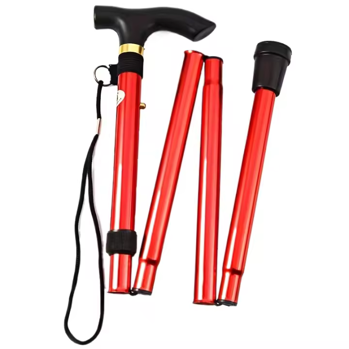 Bastones de trekking de aleación de aluminio, bastones de marcha ajustables con cierre de palanca, diseño ligero y plegable con punta de goma para senderismo y viajes - Sin varilla de magnesio/pedernal - 1