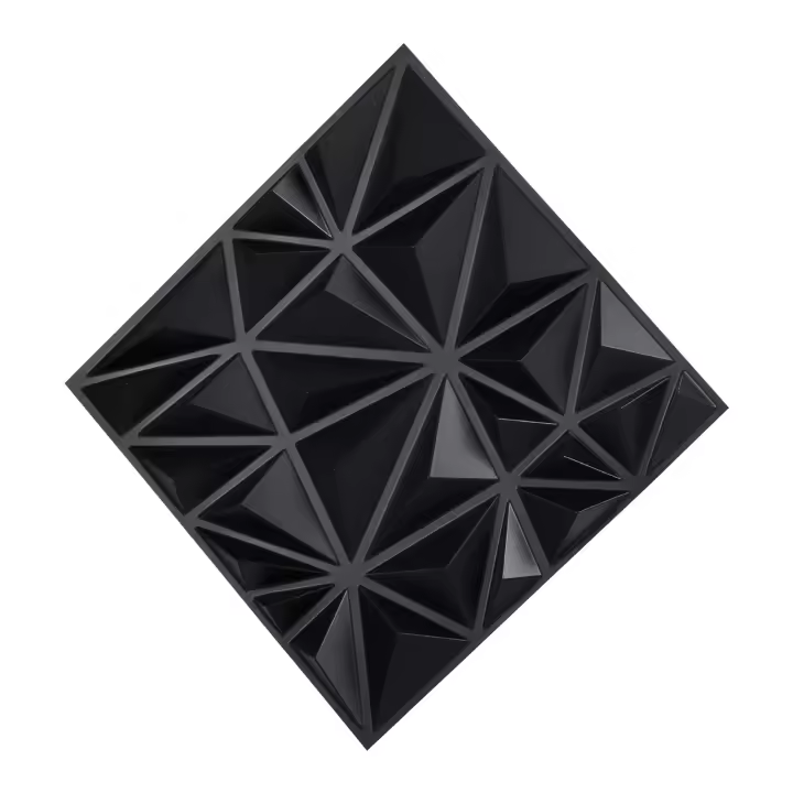 SucceBuy Paneles de pared 3D, paquete de 33 azulejos de diamante de PVC de 11,81 x 11,81 pulgadas, cobertura de 32 pies cuadrados, panel de pared decorativo moderno, negro mate - 1