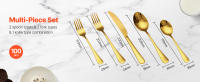SucceBuy Juego de cubiertos de acero inoxidable, acabado espejo, apto para lavavajillas, utensilios para cocina, comedor, con cuchillo, tenedor, cuchara - details 3