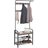 Perchero Árbol l Vestíbulo Perchero Banco Ganchos Extraíbles Color Greige/Gris Altura 183 cm - details 4