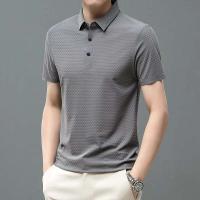 Polo de seda helada para hombre, camiseta de manga corta de malla transpirable de alta gama, ropa deportiva informal de color sólido de alta calidad - details 9