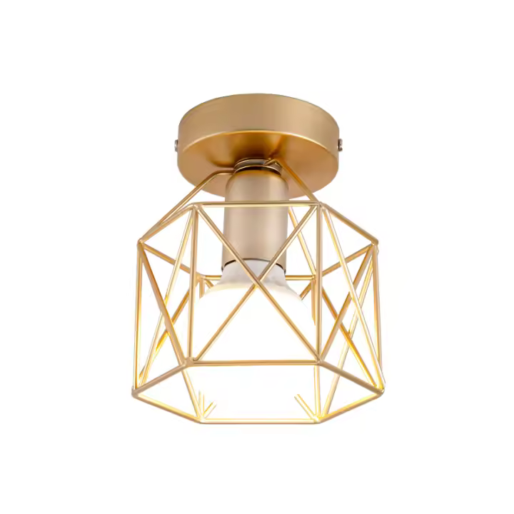 Lámparas de techo Led E27 de hierro forjado para cocina, sala de estar, dormitorio, estudio, balcón, restaurante, café y Hotel, estilo nórdico moderno, dorado y negro - 1