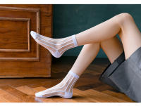 Calcetines Casuales Para Mujer Transparentes Y Ligeros De Calidad Superior Transpirables Y Cómodos Medio Tubo Moda Kawaii Suaves - details 3