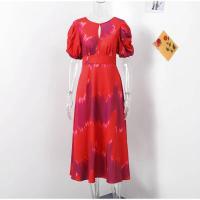 OUWU-Vestido Midi con diseño sin espalda para mujer, elegante con estampado, cuello vuelto, mangas abullonadas, corte en A, novedad de verano 2024 - details 1
