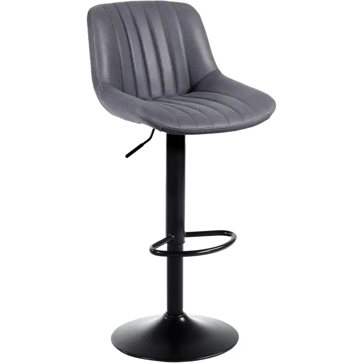 Youhauchair Taburetes Altos de Cocina, Taburete de Bar Regulable en Altura con Respaldo, Taburete Alto Ajustable de Cuero PU, Taburete Cocina Moderna, Marrón - 1
