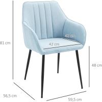 Pack de 2 Sillas de Comedor Sillas Decorativas Tapizadas en Lino Sillas de Cocina con Respaldo Reposabrazos y Patas de Metal para Salón 59,5x56,5x81 cm - details 2