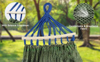 Hamaca Grande de Malla con Barras de Separación, 220 x 150 cm, Hamaca Fresca y Transpirable con Kit de Correas para Árboles para Jardín, Exterior/Interior, Camping, Balcón, Patio - details 7