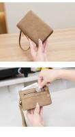 Cartera pequeña y plegable con cremallera doble, billetera corta con correa para la muñeca, billetera portátil de cuero PU para mujer - details 15