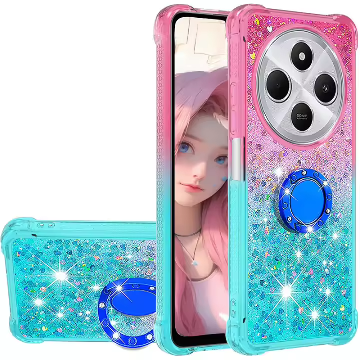 Funda líquida con purpurina y soporte para Xiaomi Redmi 14C A4 A3 Pro Poco C75, cubierta de arena fluida degradada - 1