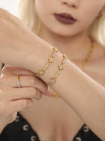 Pulsera de Cadena de Maple inoxidable with surrounded Chapado en Gold Pulsera ajustable de las mujeres Joyería de lujo de las mujeres - details 6