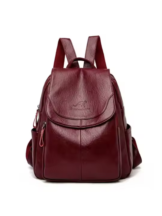 Mochilas de cuero suave para mujer, bolsos de hombro femeninos vintage, bolsos de viaje casuales, mochilas escolares, 9 colores - 1