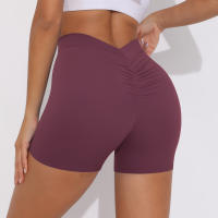 Hamidou pantalones cortos de Yoga de Color sólido para mujer, pantalones cortos deportivos elásticos de cintura alta para Fitness, glúteos de melocotón, pantalones de Yoga para correr - details 47