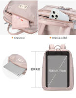 Mochila para computadora portátil para mujer, bolsa de viaje de negocios, mochilas para computadora portátil al aire libre, 14 pulgadas, grande, delgada, impermeable, mochila para computadora, color rosa, ligera - details 13