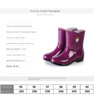 Botas De Lluvia Para Mujer Estilo Nuevo Invierno Media Calf Impermeables Antideslizantes Para Exteriores Y Cocina Zapatos De Goma Para Trabajo - details 1