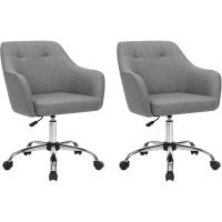 Silla de estudio, giratoria, altura ajustable, carga de 110 kg, marco de acero, tela de algodón-lino transpirable, para estudio, dormitorio, marrón OBG019K01 - details 36