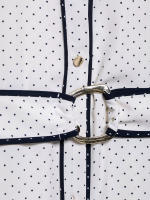 TRAFZA-vestido camisero Retro decorativo para mujer, elegante, de lunares, a la moda, sin mangas, con solapa, de un solo pecho, con cinturón, línea brillante - details 7