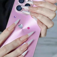 Uñas postizas desnudas con punta blanca, material seguro de larga duración, resistente al agua, para ir de compras, viajar y salir - details 7