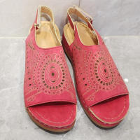 Women Hollow Out Flat Sandals Solid Color Ankle Strap Non-slip Open Toe Shoes Retro Outdoor Sandals - details 8