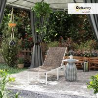 Reclinable Exterior con Ruedas Respaldo Ajustable en 5 Niveles y Estructura de Acero Carga 120 kg para Patio Terraza Balcón 166x60x84 cm Gris - details 10