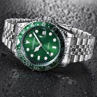 Relojes de marca famosa de lujo para hombres, relojes de cuarzo con calendario informal y banda de acero inoxidable a la moda para estudiantes y niños, relojes masculinos verdes 2024 - details 12