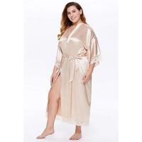 Vestido tipo kimono largo Sexy para mujer, bata de baño de encaje, lencería, camisón de seda helada, camisón de Color sólido, ropa de dormir de talla grande #     0701 - details 4