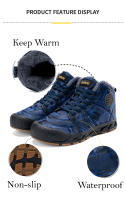 Botines impermeables para hombre, botas de nieve cálidas de felpa, zapatillas de trabajo para exteriores, zapatos descalzos de invierno - details 4