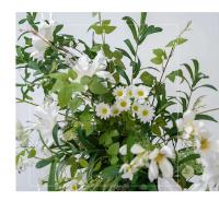 Fondo de alta calidad, decoración de flores de cuerno, hoja Floral Artificial de seda, flores de arco de boda verdes y blancas - details 9