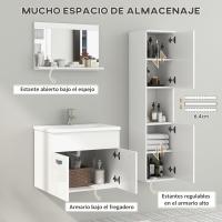 Muebles Lavabo y Espejo Columna Conjunto Muebles Pared 3 Piezas Estilo Morno Blanco - details 4