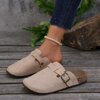 Zuecos de corcho 2025 para mujer, zapatos de moda de cuero cómodo tipo patata con soporte de arco, pantuflas de playa para interiores y exteriores - details 5