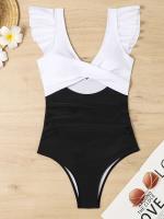 2025 Ztvitality traje de una pieza con cruz hueca y volantes lisos, traje de baño para mujer, ropa de playa - details 17