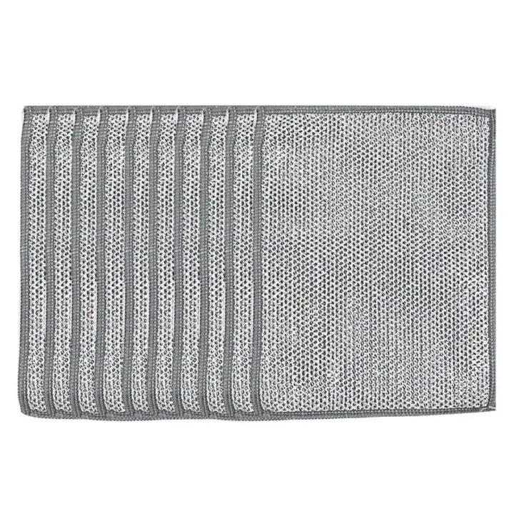 Estropajo de alambre de acero para limpieza de cocina, paño antiadherente para limpiar aceite, paños de microfibra antiarañazos, 3 piezas - 1