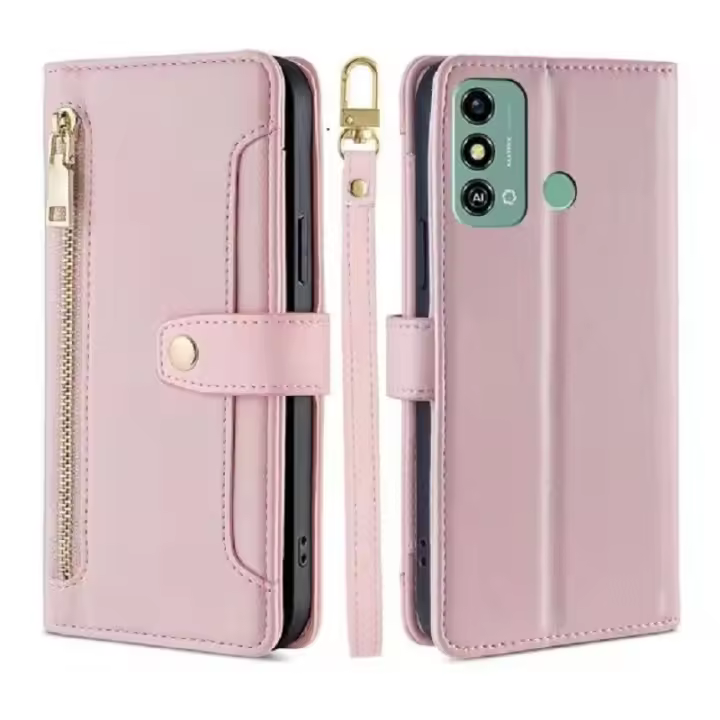 Funda de cuero magnética multifuncional para mujer, funda protectora con cremallera, ZTE Blade A53 4G, de moda - 1