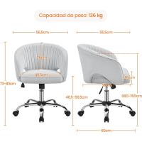 Silla de Oficina de Terciopelo Ruinas Giratorias de 360° Ajustable en Altura - details 12
