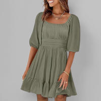 Primavera nueva ropa de mujer europea y americana temperamento elegante simple vestido de cintura alta mujeres - details 1
