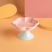 Cuenco de cerámica antivuelco para gatos, cuenco antideslizante antivómitos para mascotas, cuenco de pie alto, bonito con diseño de flores, alimentador para beber y comer para mascotas - details 2
